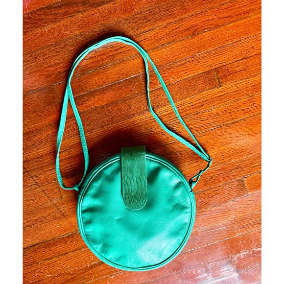 Vintage 70's Franco Colonna Green Round Adjustable Cross Body Purse Mod Retro - Picture 2 of 6